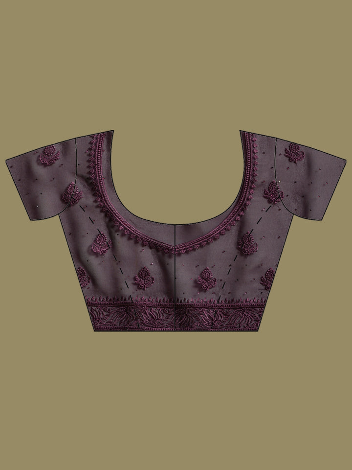 Purple Embroidered Georgette Saree
