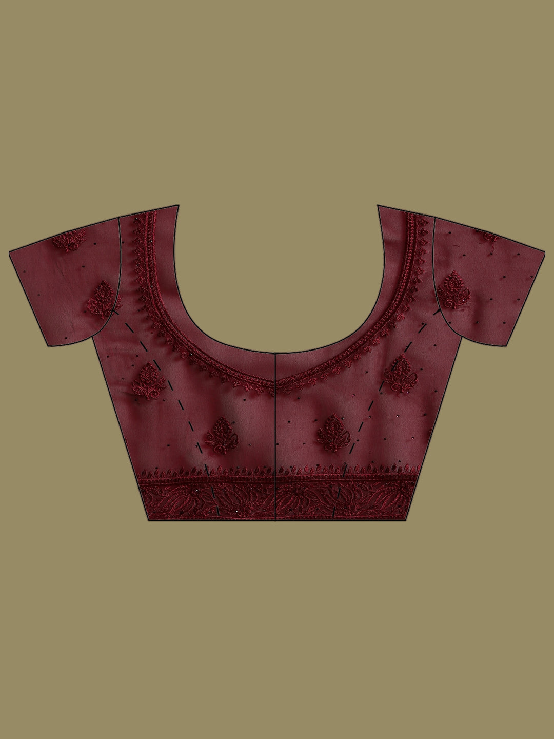 Wine Embroidered Georgette Saree