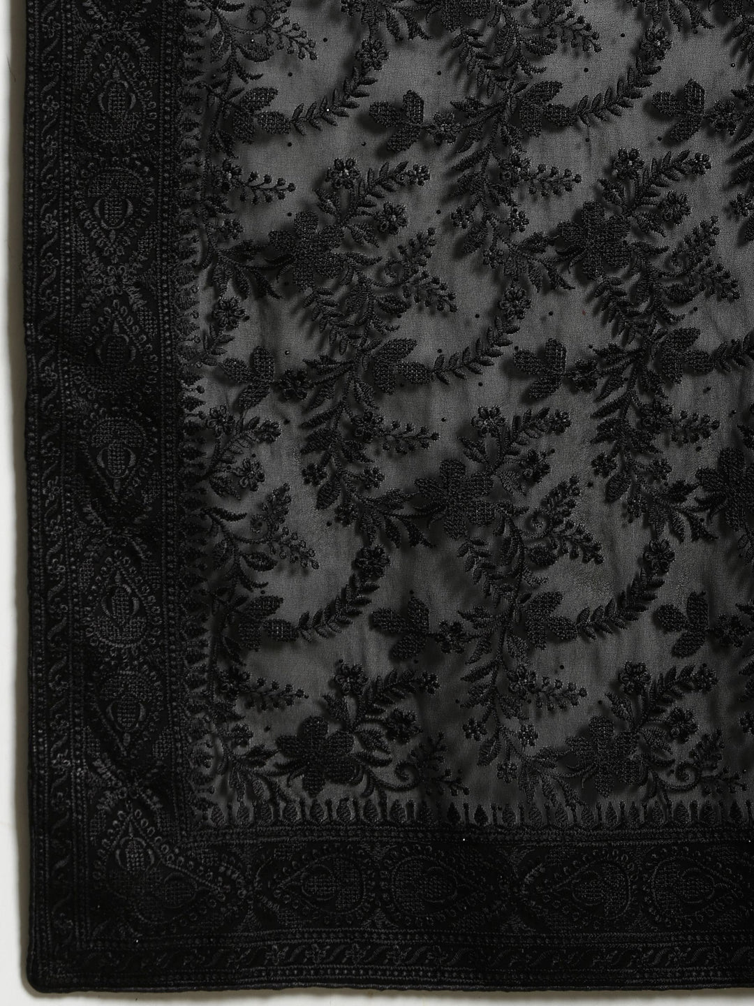 Black Embroidered Georgette Saree