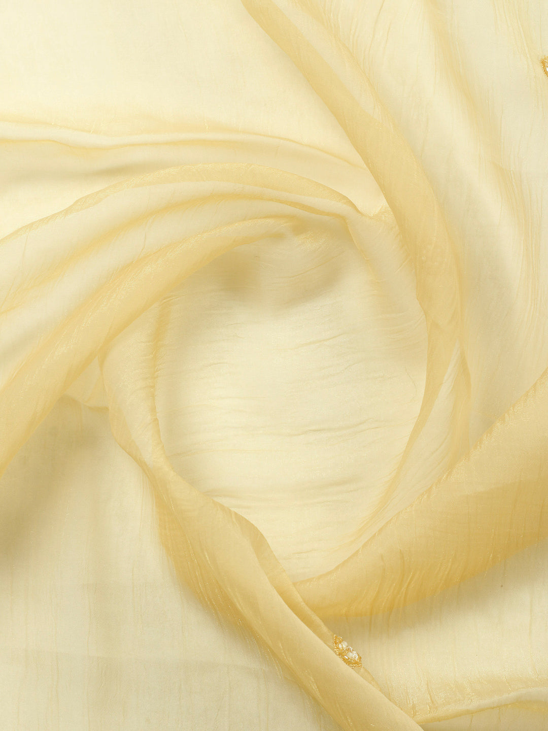 Yellow Embroidered Organza Unstitched Suit &amp; Pant With Organza Dupatta