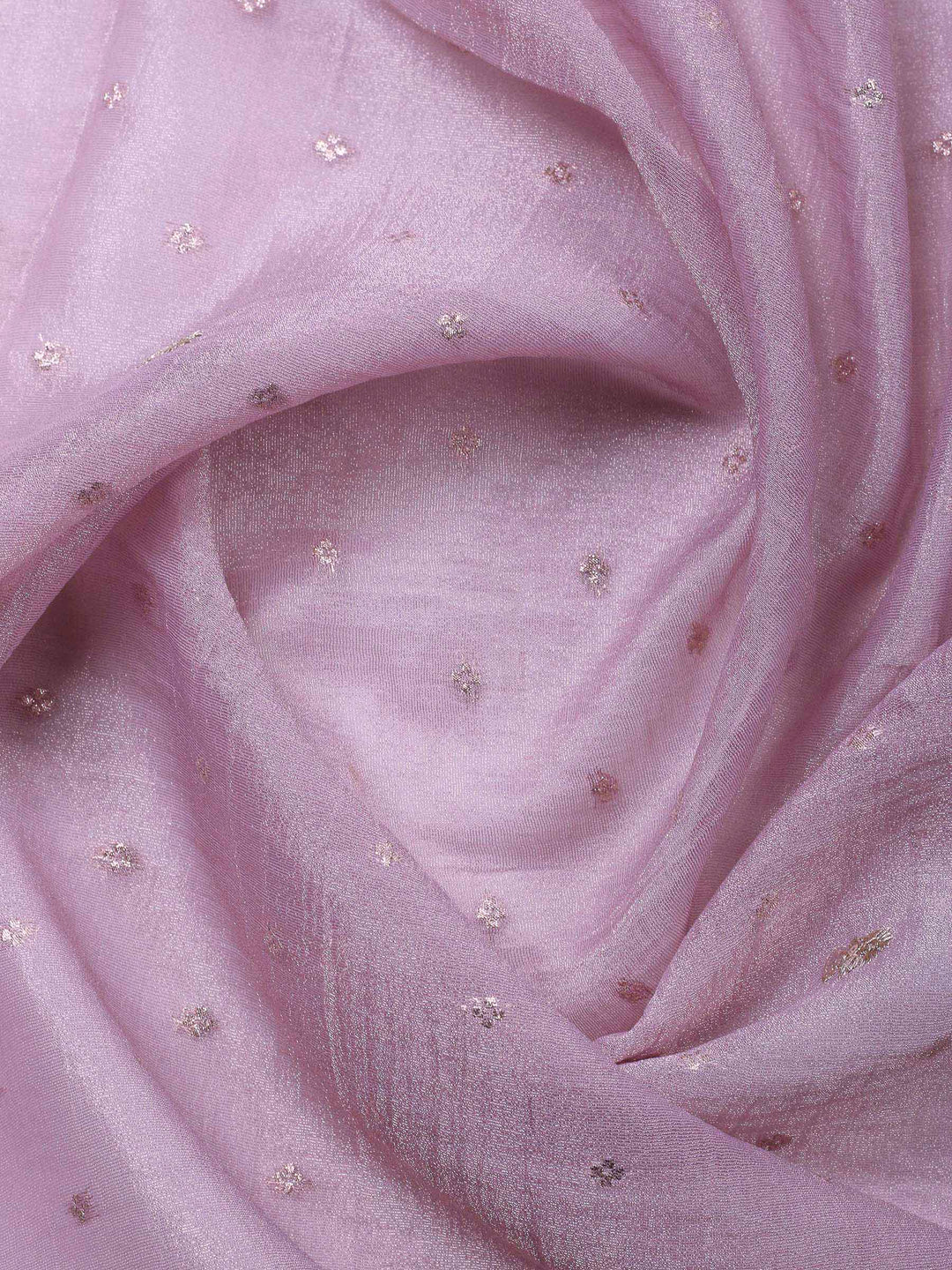 Mauve Embroidered Tissue Unstitched Suit &amp; Pant With Chiffon Dupatta
