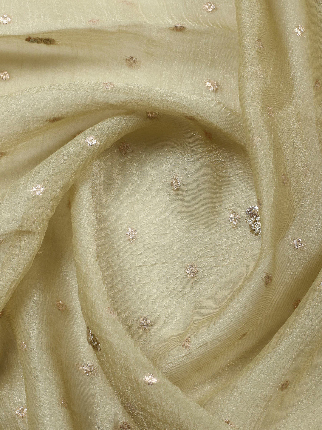 Pista Green Embroidered Tissue Unstitched Suit &amp; Pant With Chiffon Dupatta