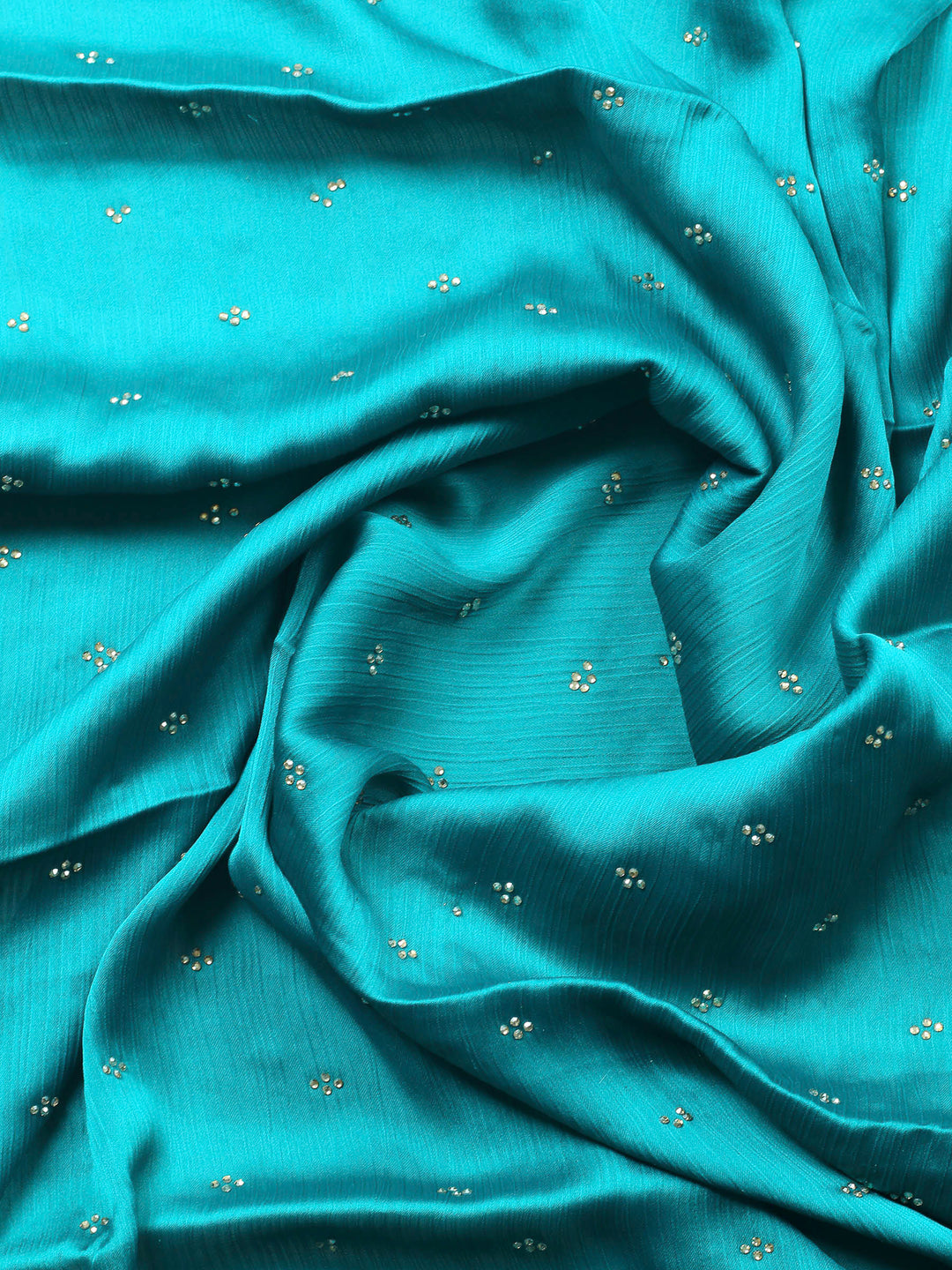 Rama Green Embroidered Chiffon Unstitched Suit &amp; Pant With Chiffon Dupatta