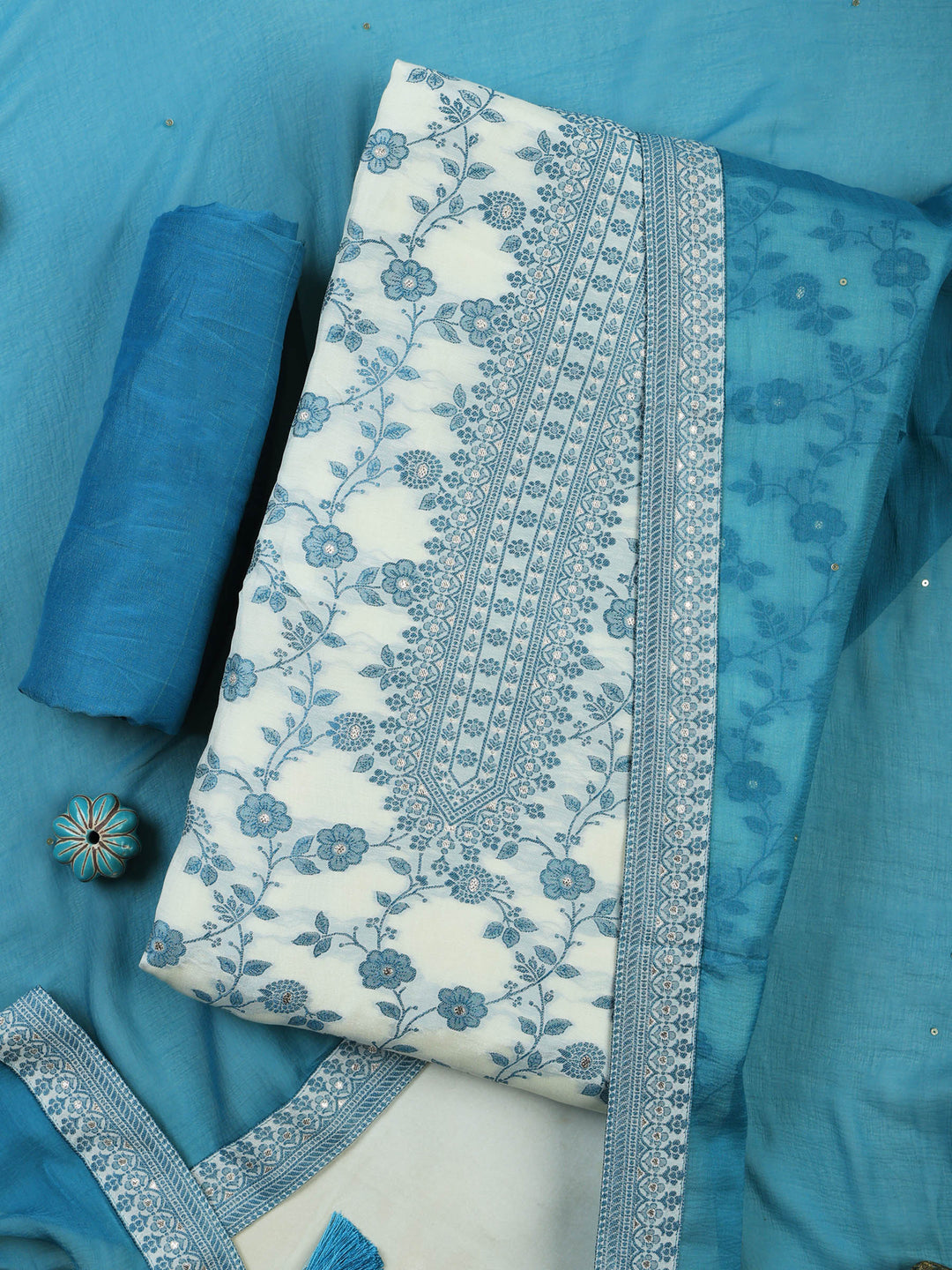 Firozee Muslin Embroidered Unstitched Dress Material