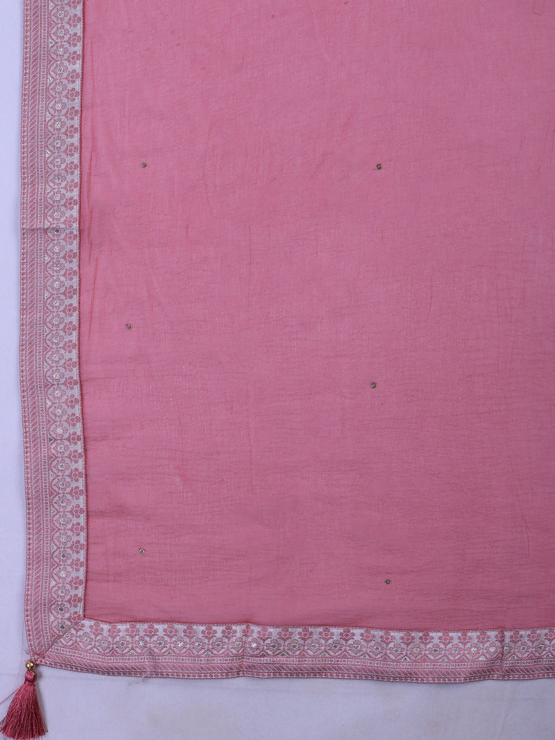 Peach Muslin Embroidered Unstitched Dress Material