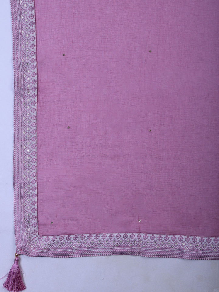 Pink Muslin Embroidered Unstitched Dress Material