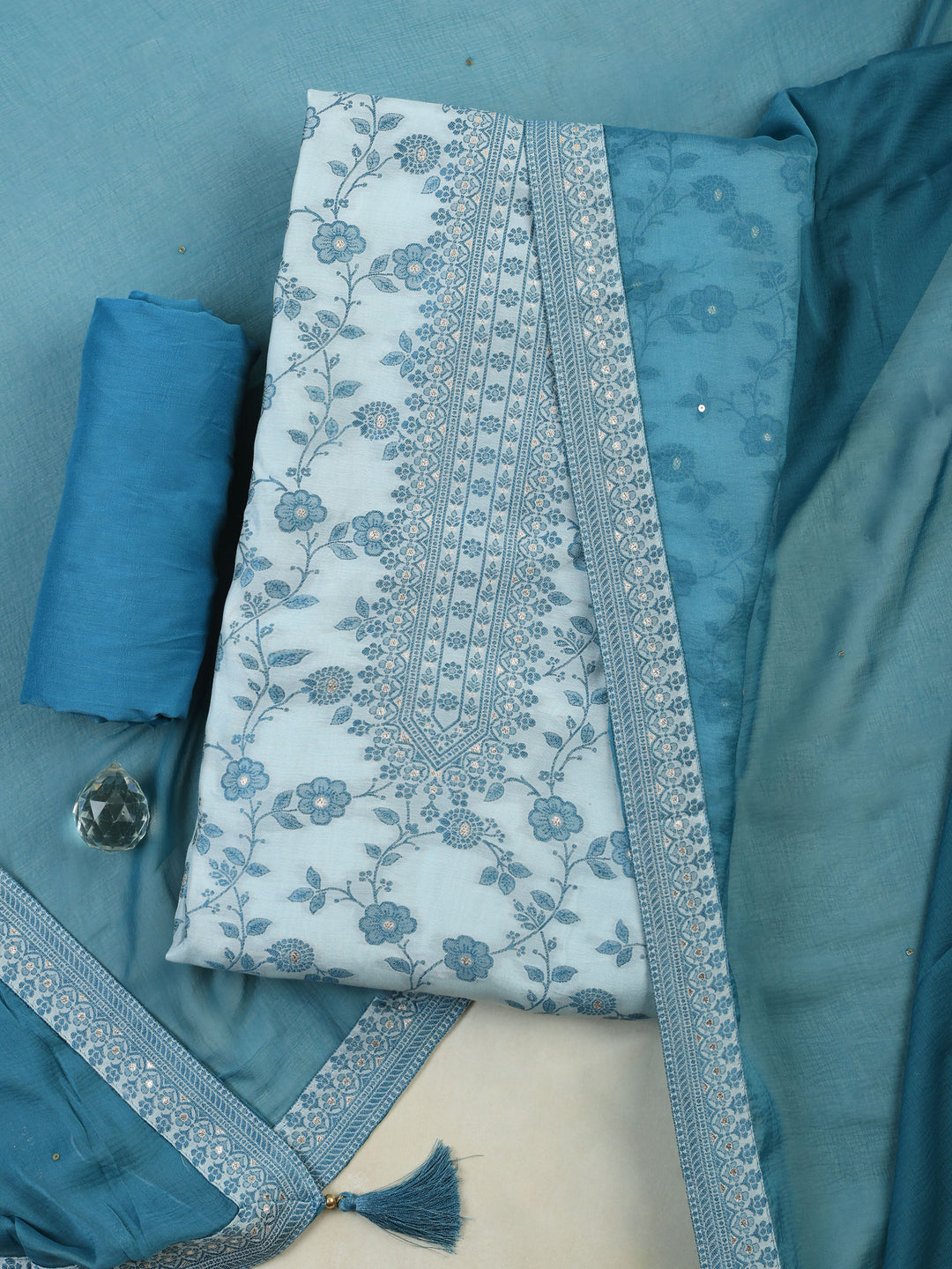 Firozee Muslin Embroidered Unstitched Dress Material