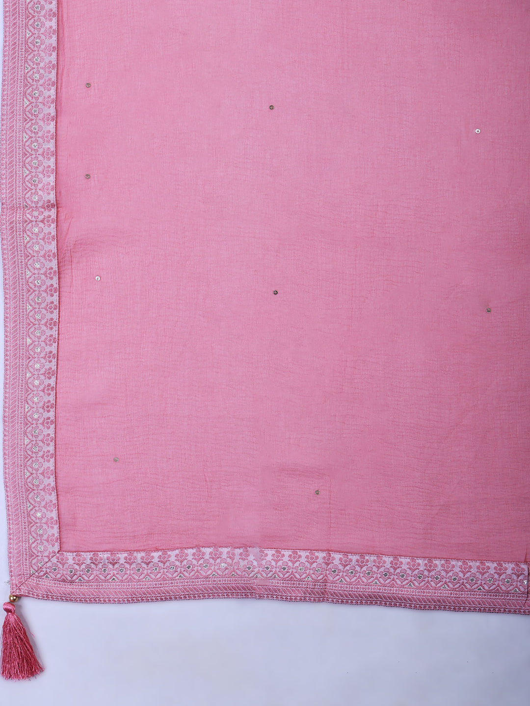Peach Muslin Embroidered Unstitched Dress Material