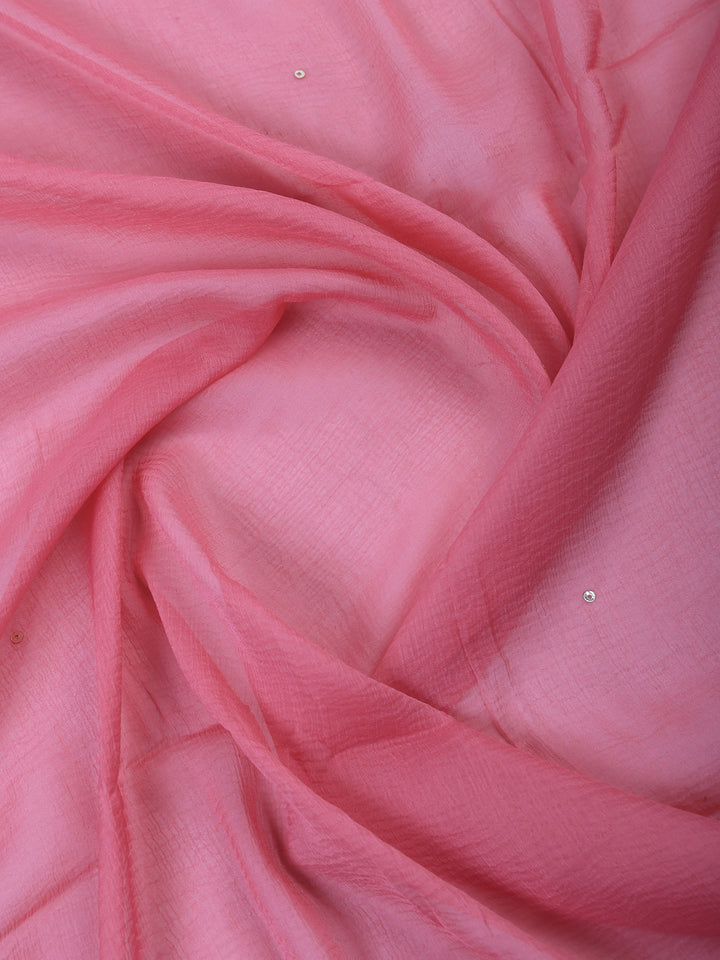 Peach Muslin Embroidered Unstitched Dress Material