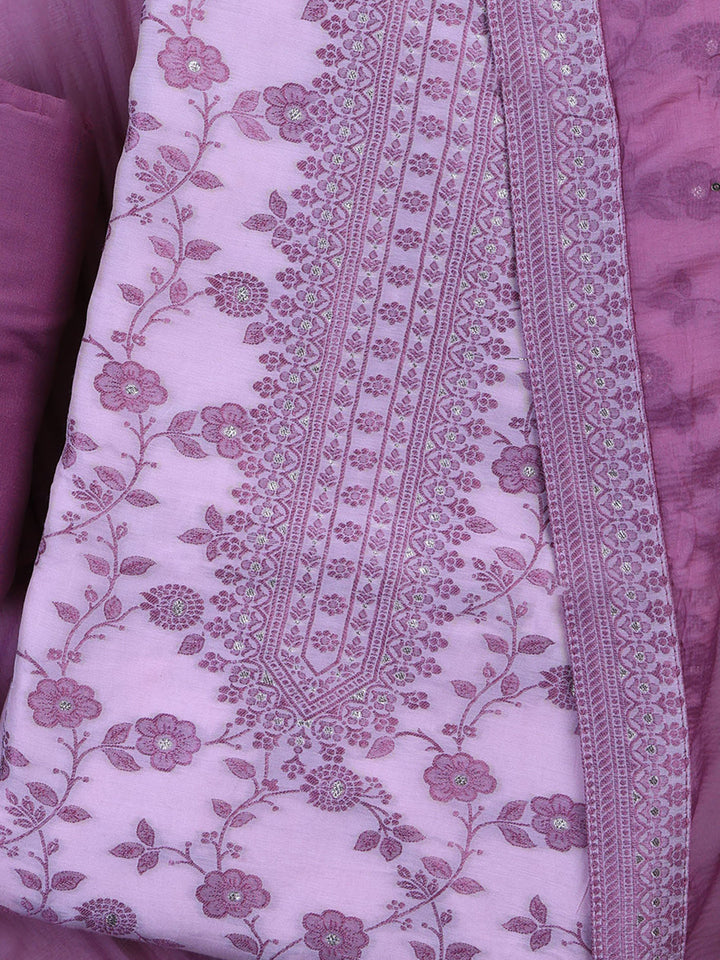 Pink Muslin Embroidered Unstitched Dress Material
