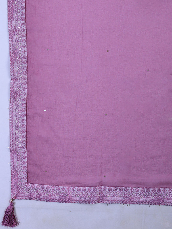 Pink Muslin Embroidered Unstitched Dress Material