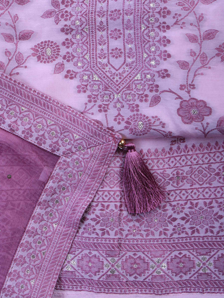 Pink Muslin Embroidered Unstitched Dress Material
