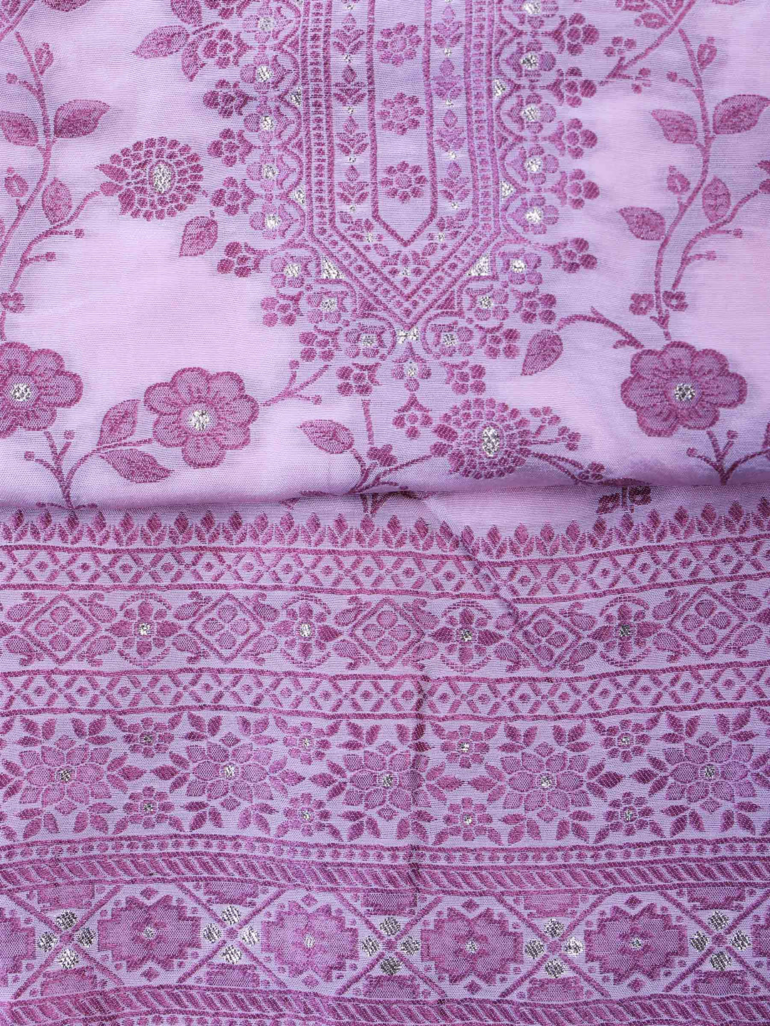 Pink Muslin Embroidered Unstitched Dress Material