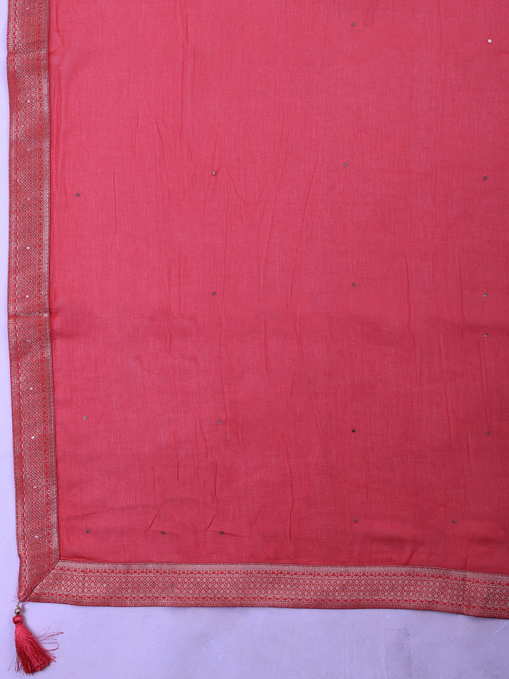 Hot-Pink Art Silk Embroidered Unstitched Dress Material
