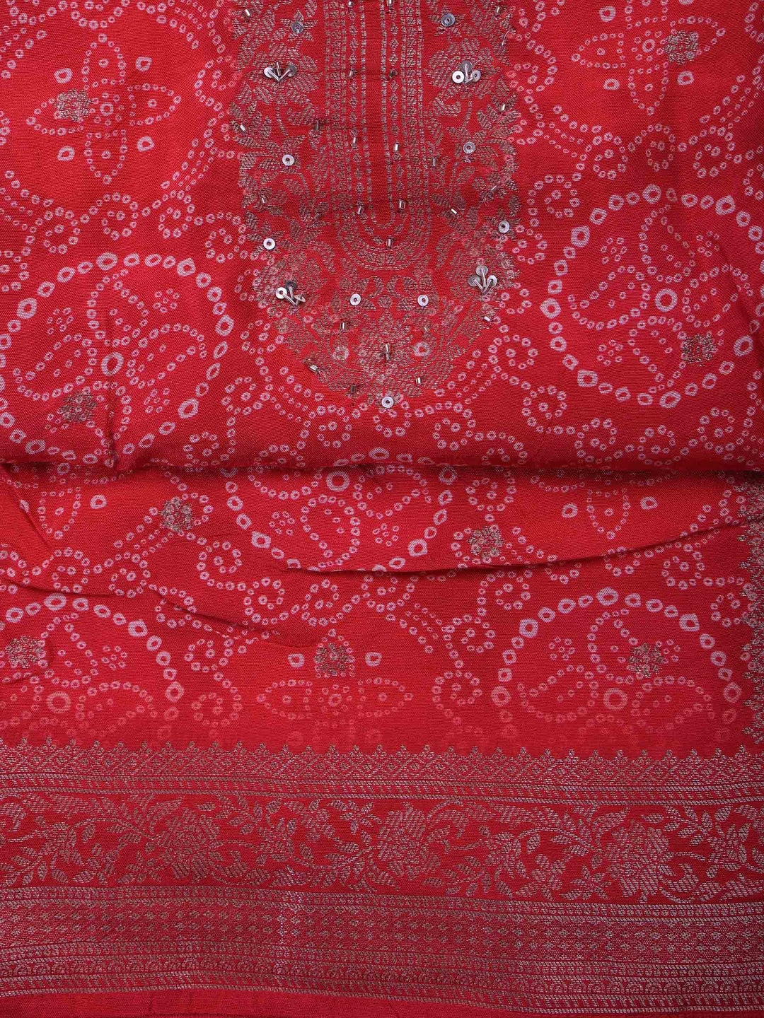 Hot-Pink Art Silk Embroidered Unstitched Dress Material