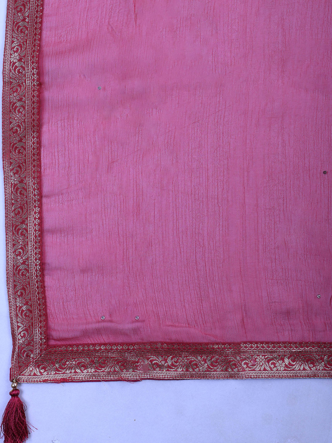 Magenta Art Silk Embroidered Unstitched Dress Material