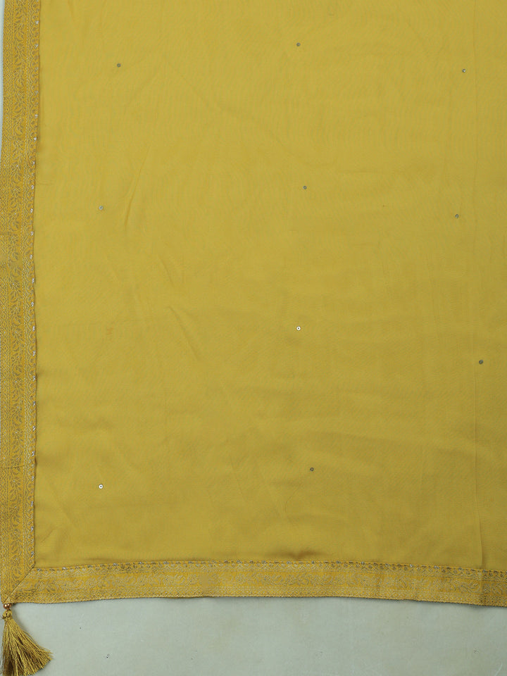 Mehndi Art Silk Embroidered Unstitched Dress Material