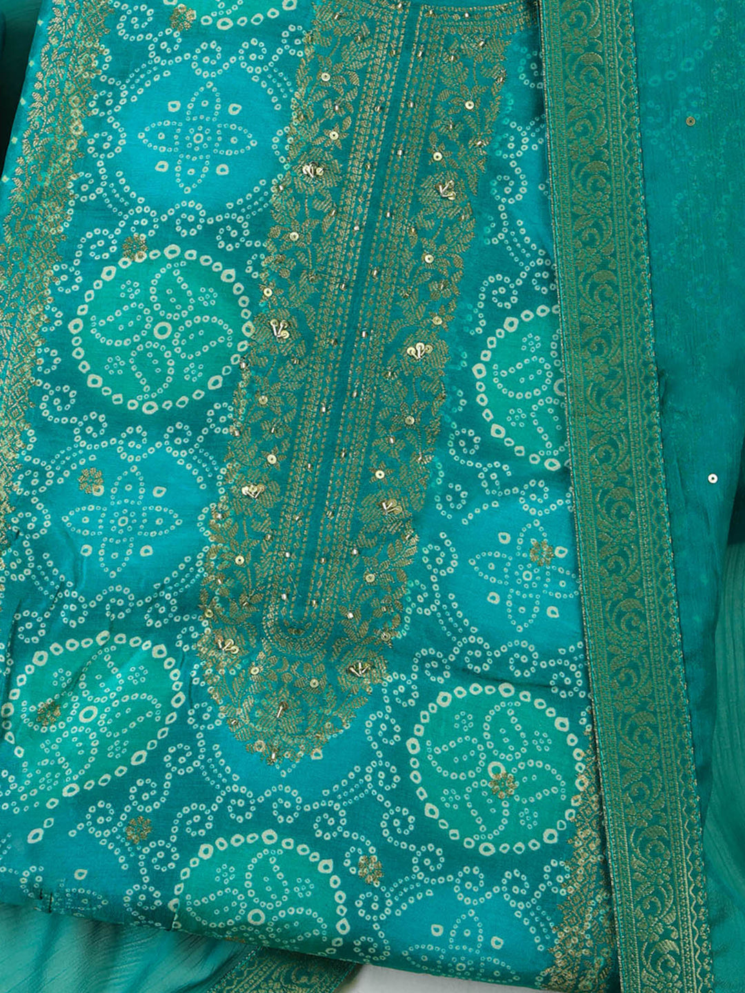 Rama-Green Art Silk Embroidered Unstitched Dress Material