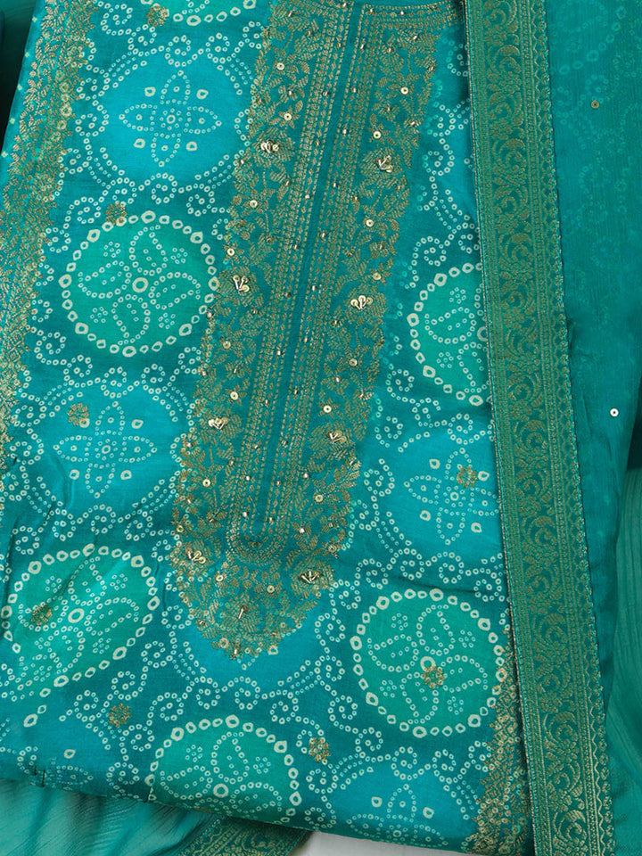 Rama-Green Art Silk Embroidered Unstitched Dress Material