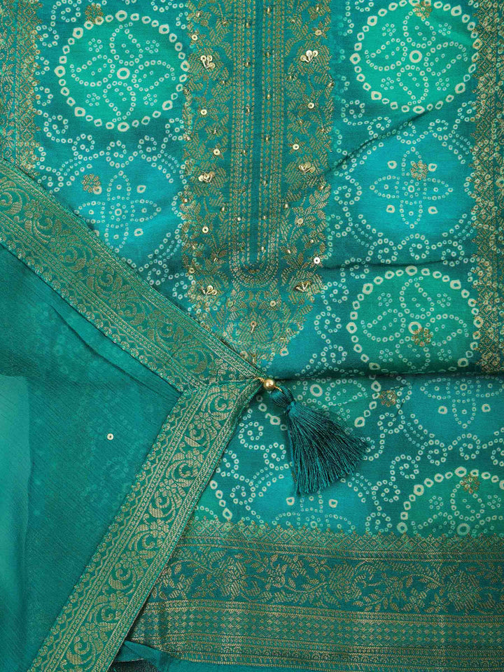 Rama-Green Art Silk Embroidered Unstitched Dress Material