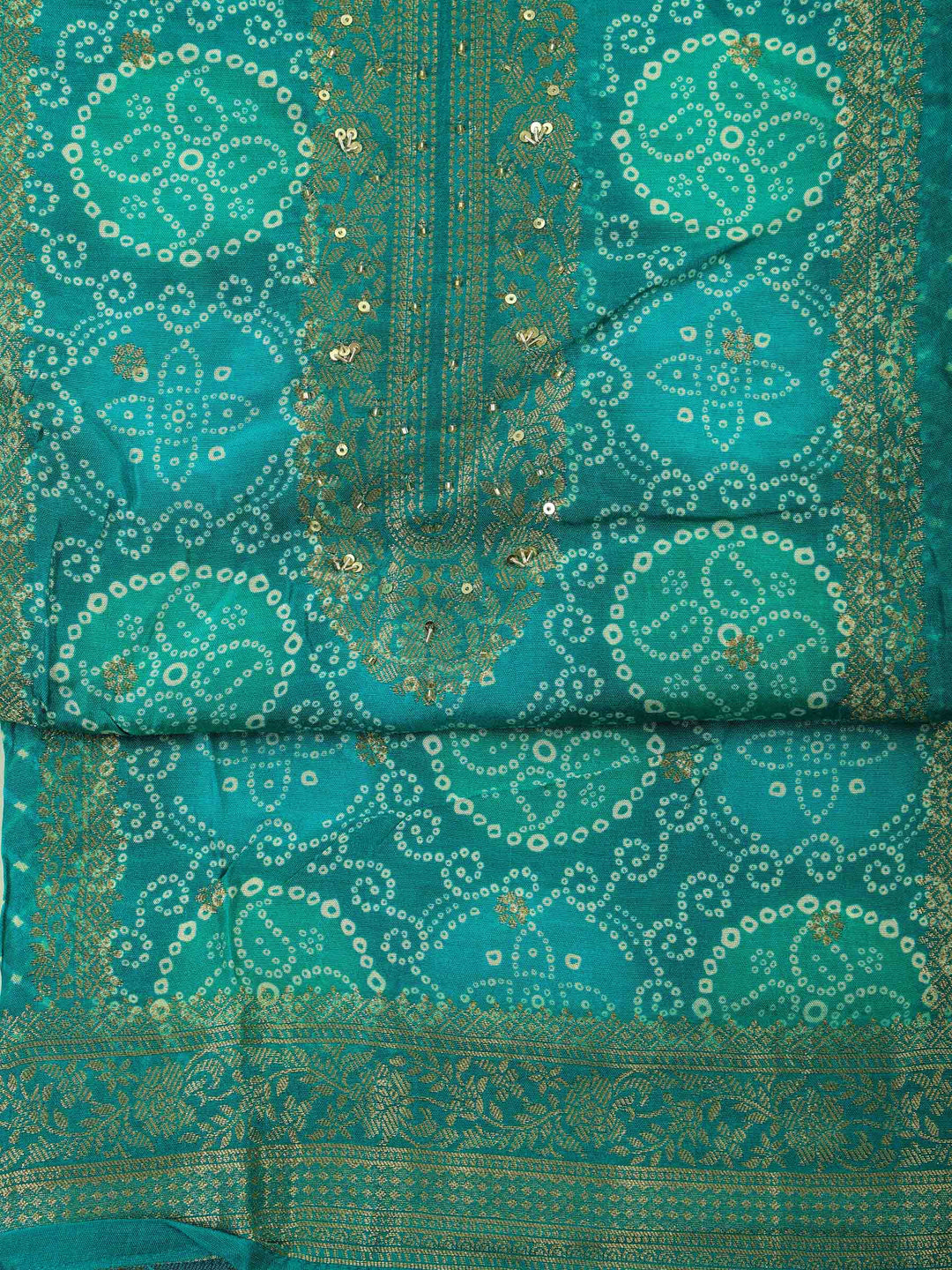 Rama-Green Art Silk Embroidered Unstitched Dress Material
