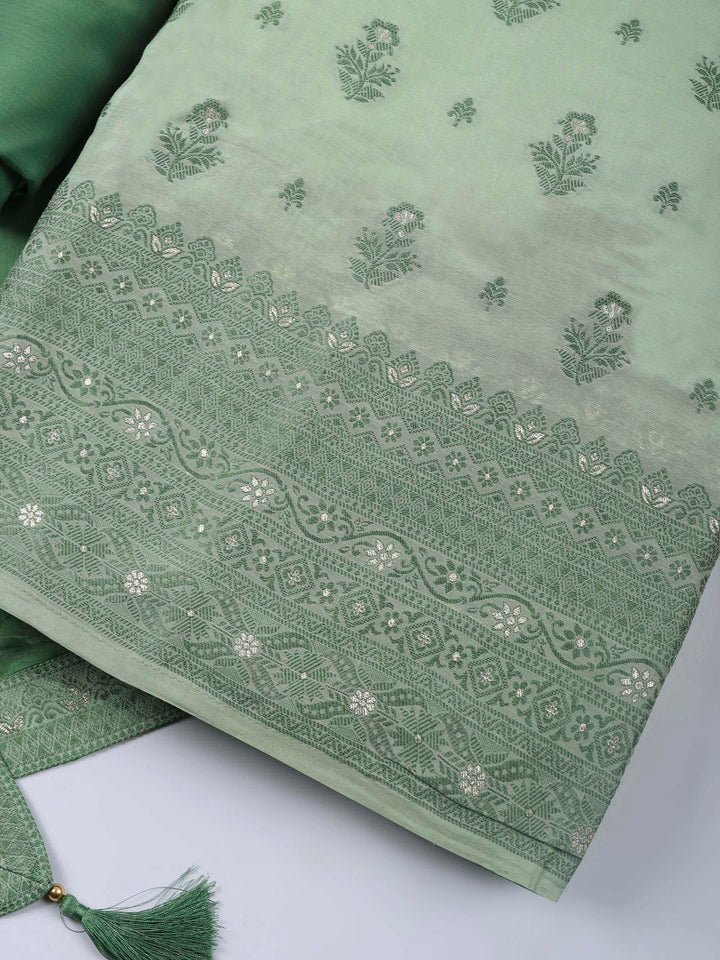 Aqua Green Woven Unstitched Meena Bazaar