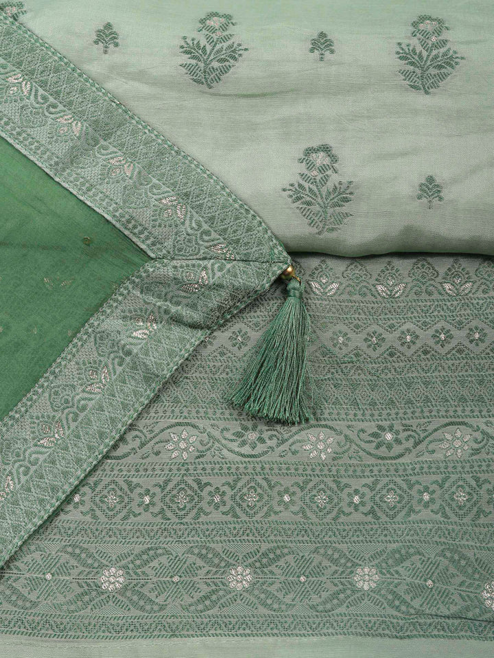 Aqua Green Woven Unstitched Meena Bazaar