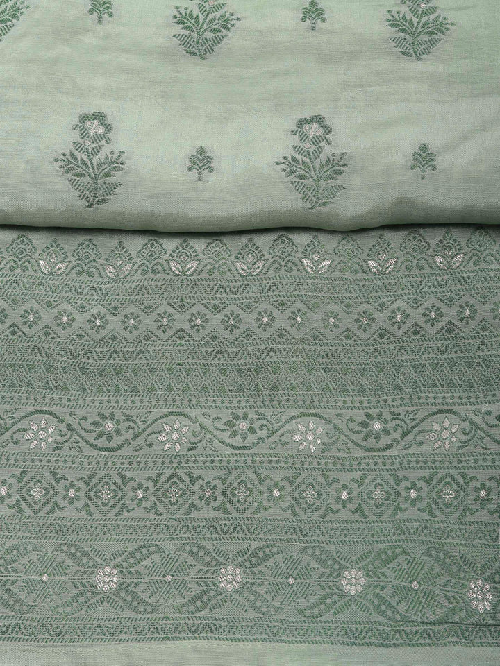 Aqua Green Woven Unstitched Meena Bazaar