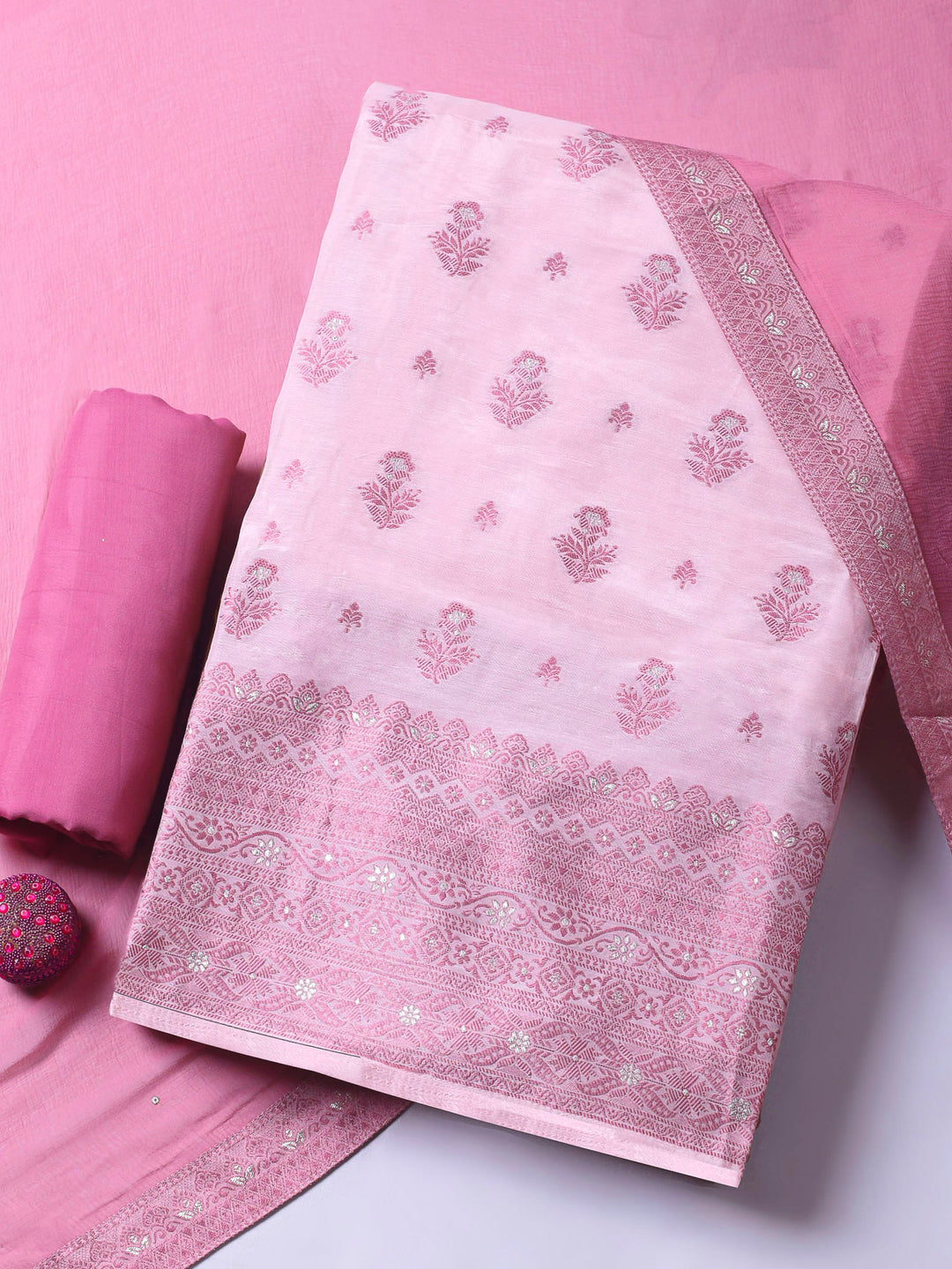 Peach Woven Unstitched Meena Bazaar
