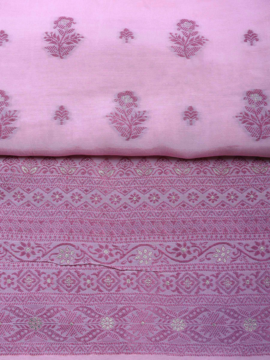 Pink Woven Unstitched Meena Bazaar
