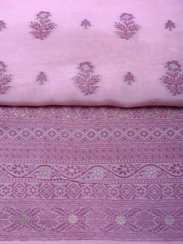 Pink Woven Unstitched Meena Bazaar
