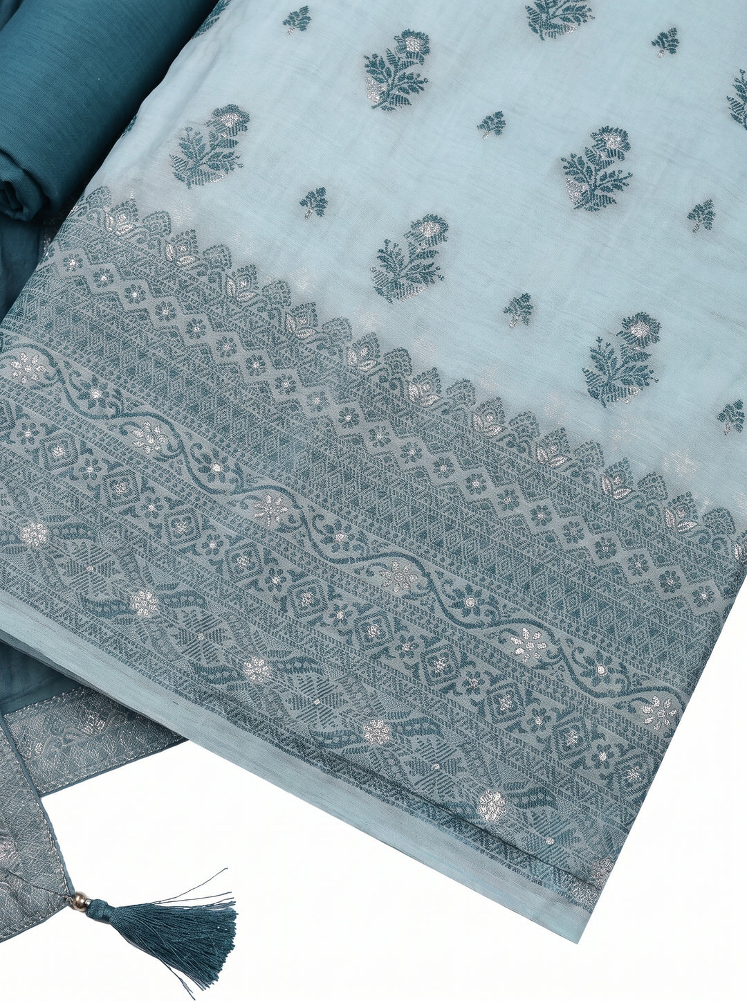 Sky-Blue Woven Unstitched Meena Bazaar