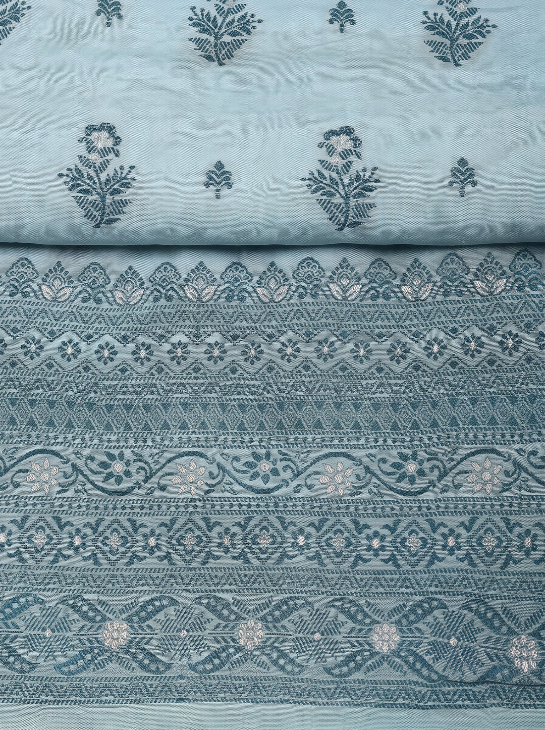 Sky-Blue Woven Unstitched Meena Bazaar
