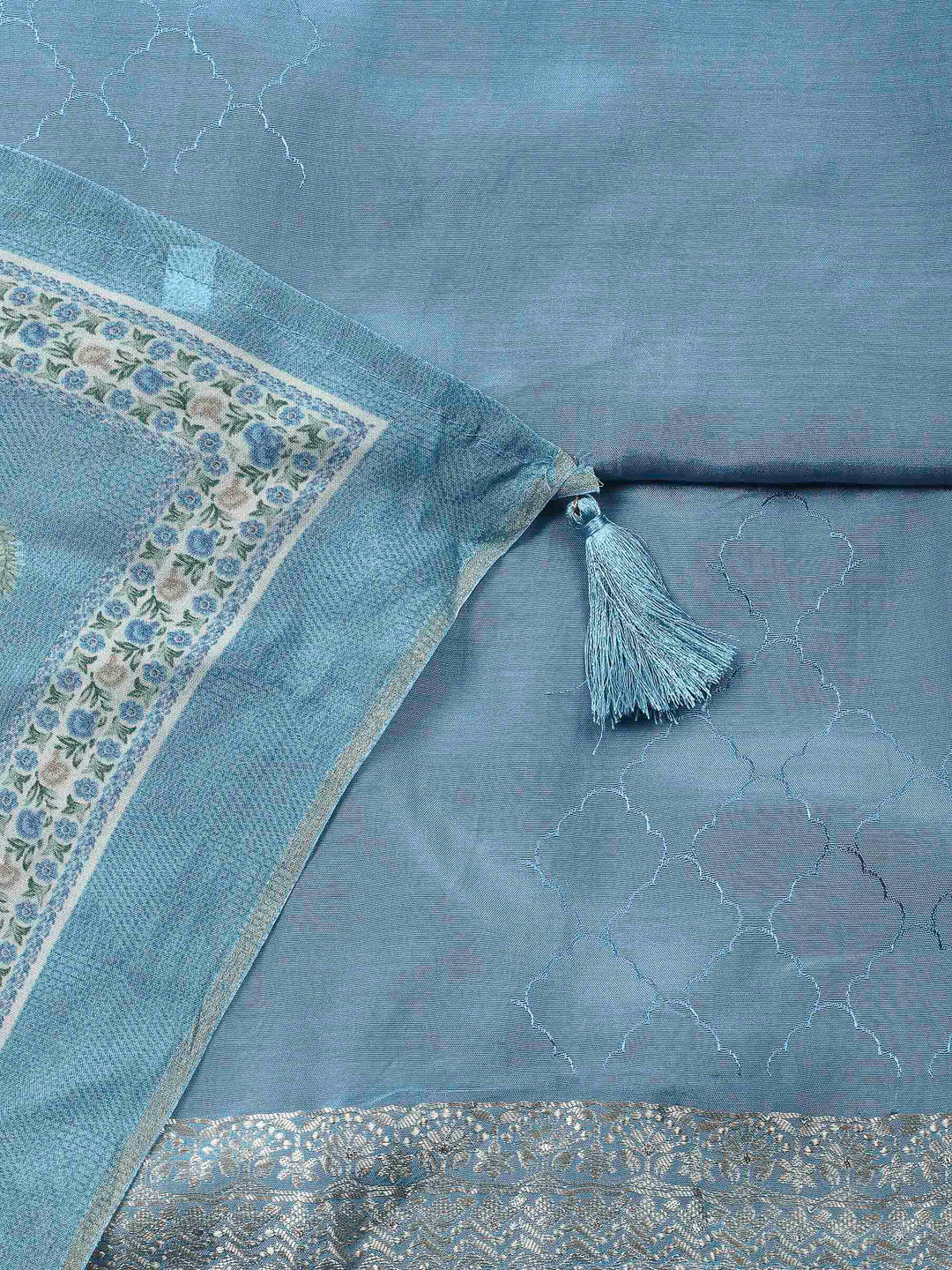 Grey-Blue Woven Unstitched Meena Bazaar