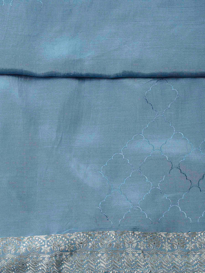 Grey-Blue Woven Unstitched Meena Bazaar