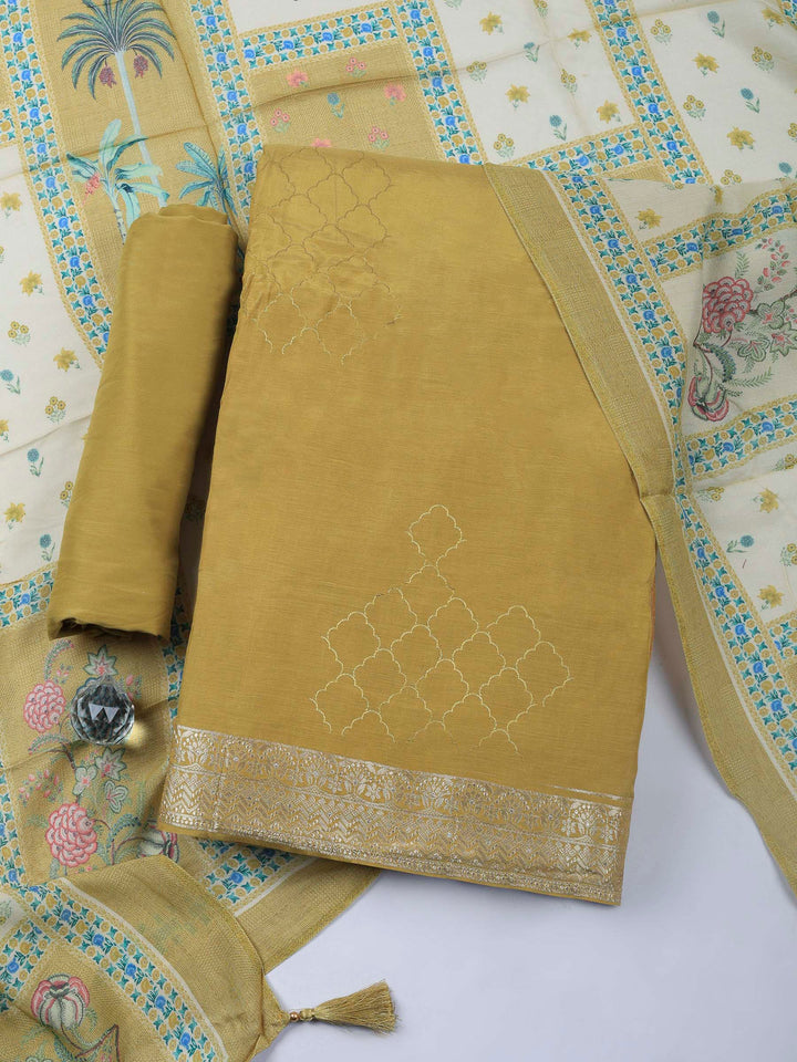 Mustard Woven Unstitched Meena Bazaar