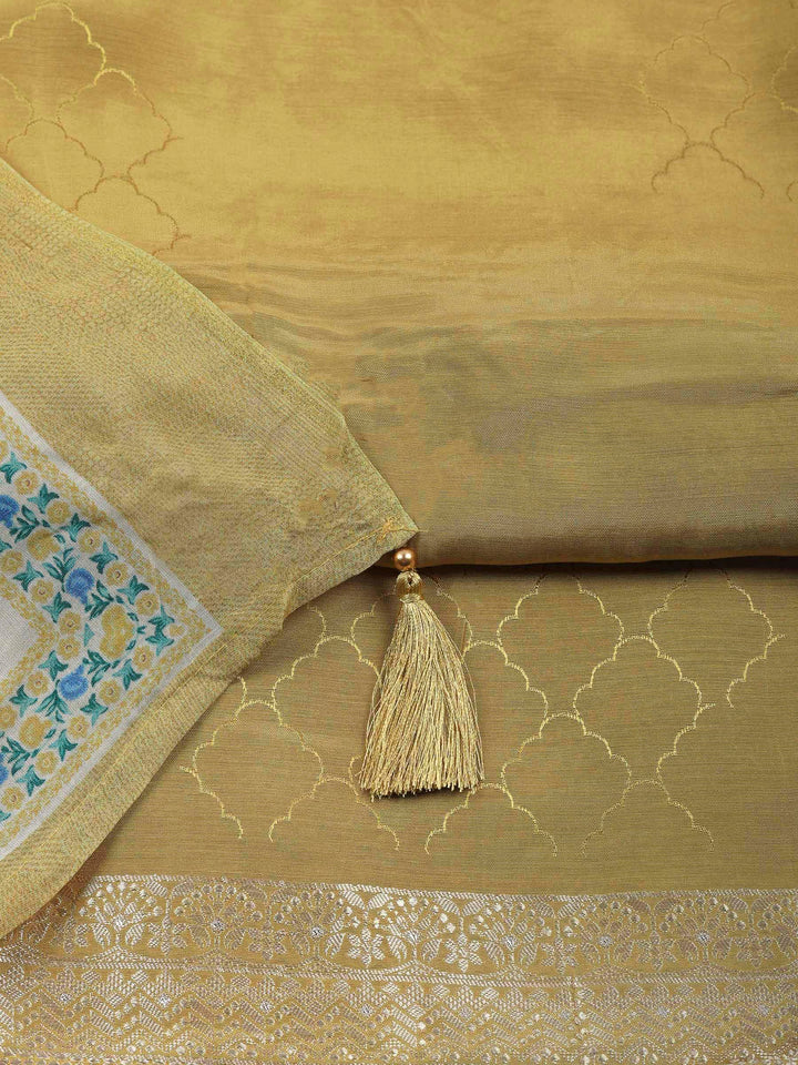 Mustard Woven Unstitched Meena Bazaar
