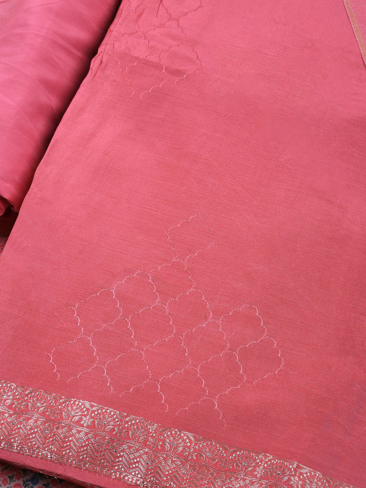 Pink Woven Unstitched Meena Bazaar