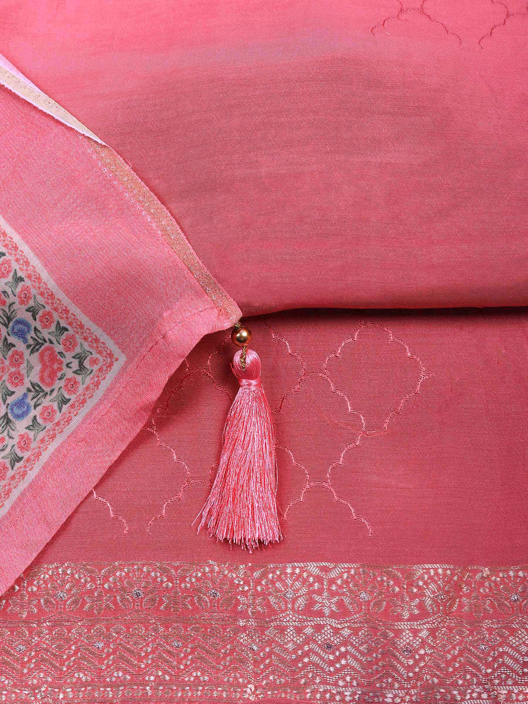 Pink Woven Unstitched Meena Bazaar