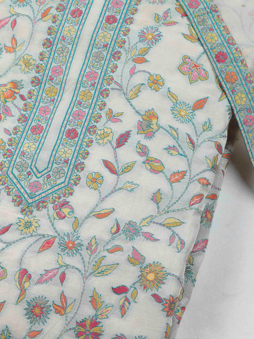 Beige Muslin Woven Unstitched Dress Material