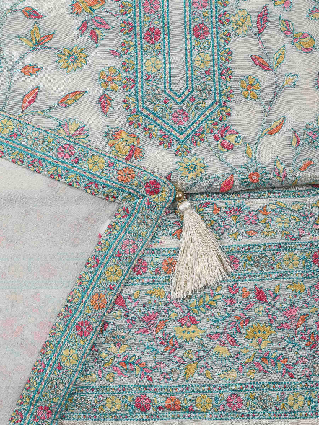 Beige Muslin Woven Unstitched Dress Material