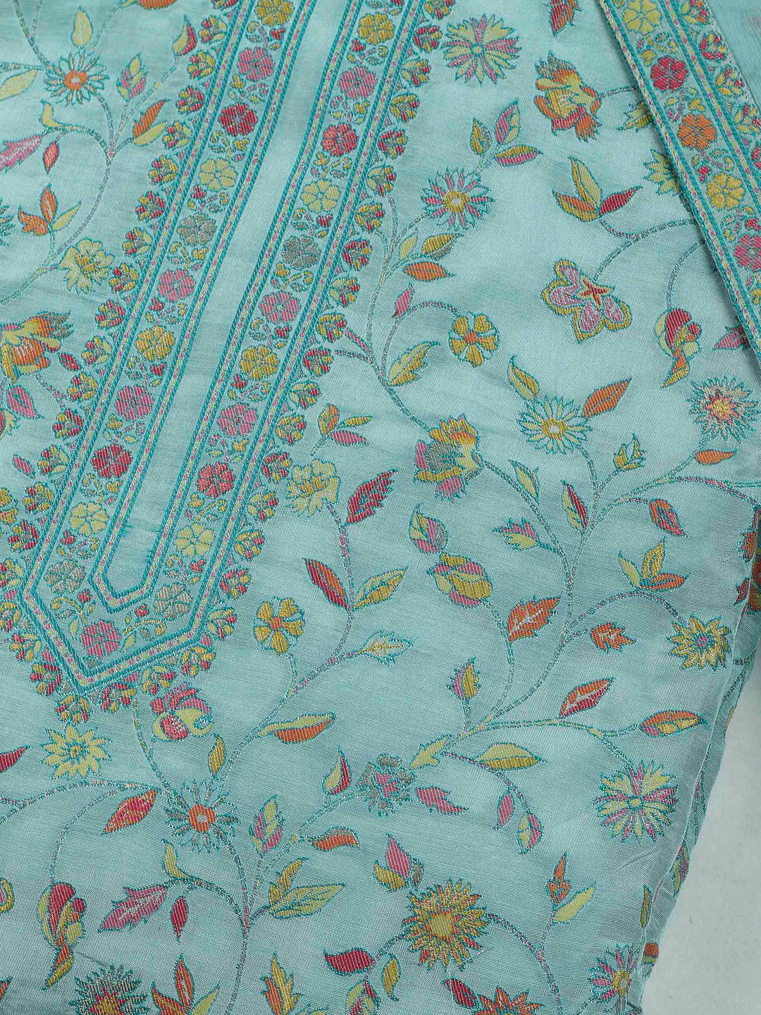 Sea Green Muslin Woven Unstitched Dress Material