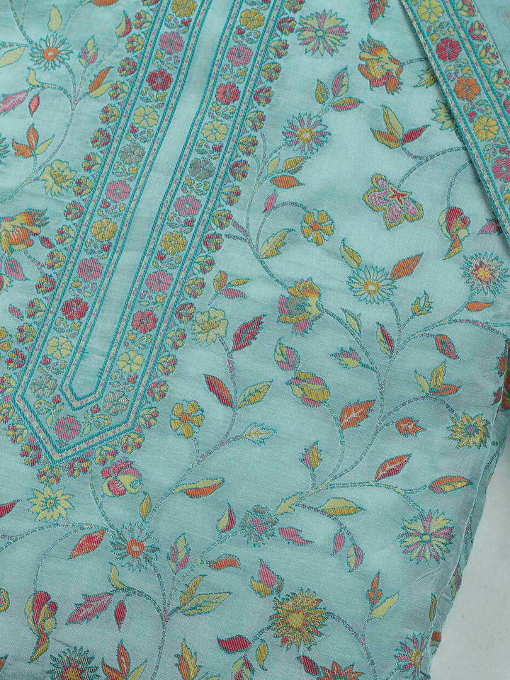 Sea Green Muslin Woven Unstitched Dress Material