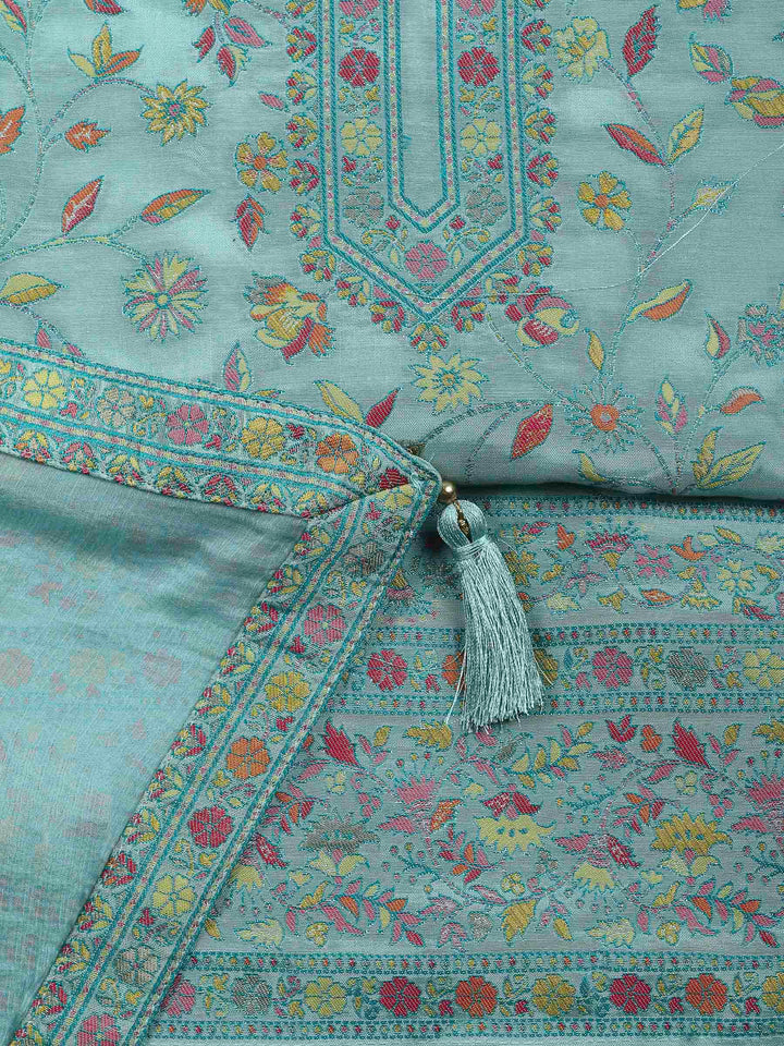 Sea Green Muslin Woven Unstitched Dress Material