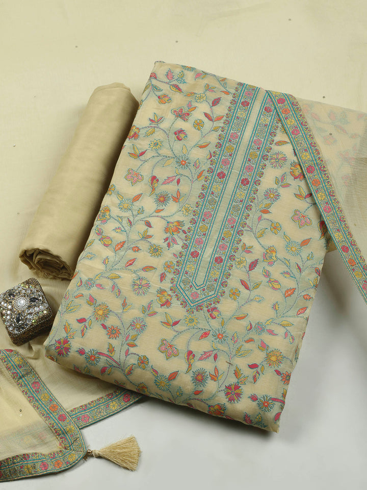 Yellow Muslin Woven Unstitched Dress Material