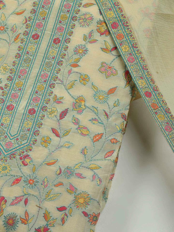 Yellow Muslin Woven Unstitched Dress Material