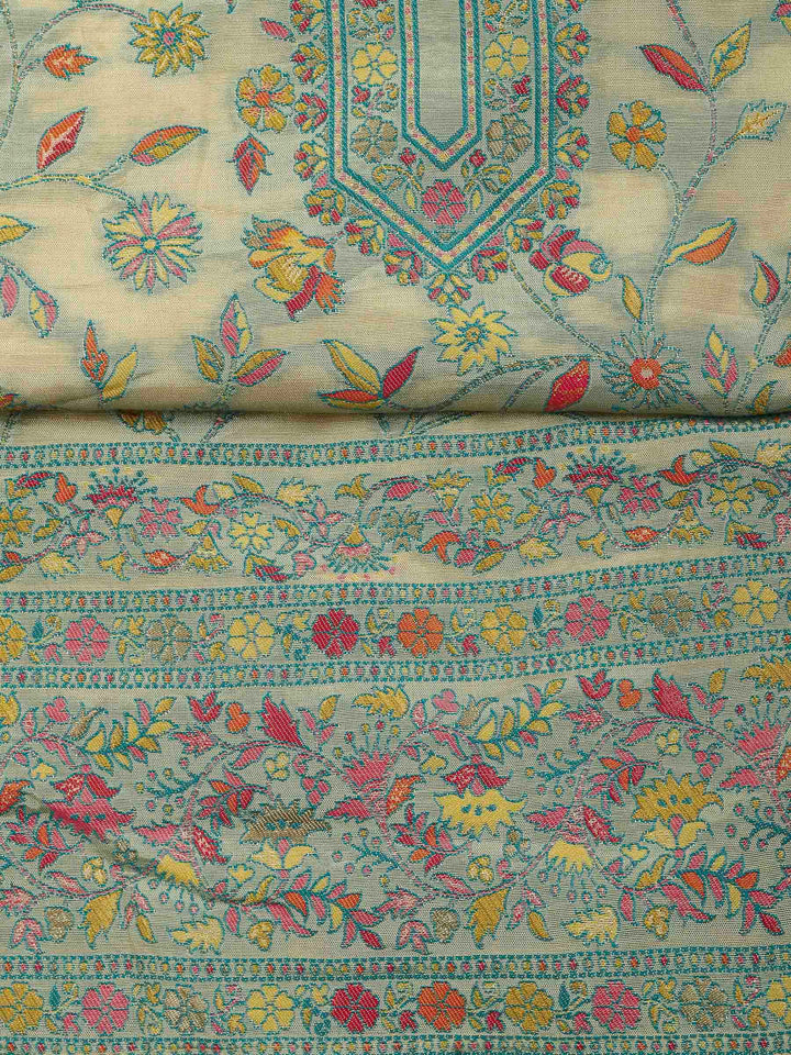 Yellow Muslin Woven Unstitched Dress Material
