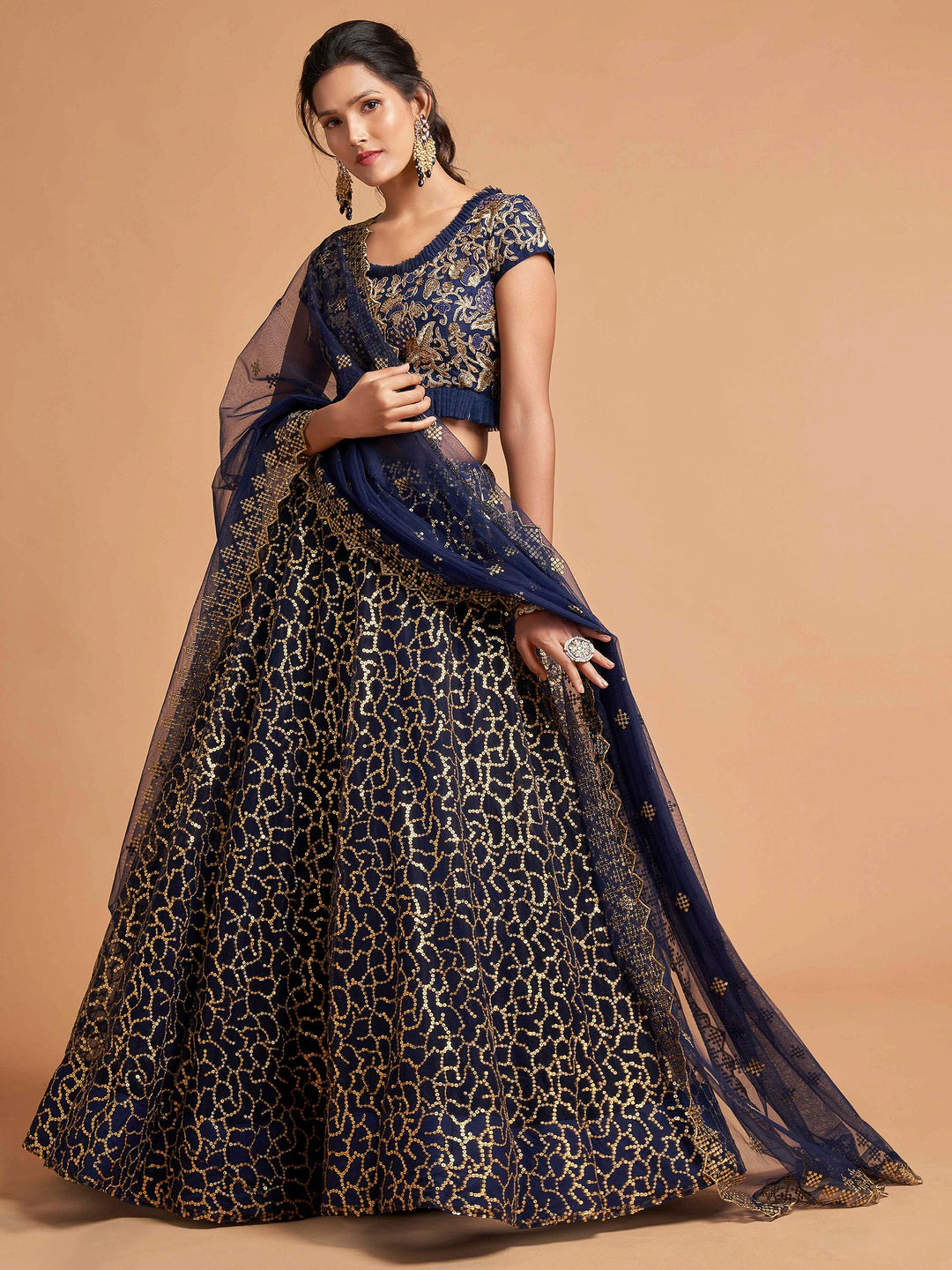 Blue Art Silk Embroidered Semi Stitched Lehenga Choli with Dupatta
