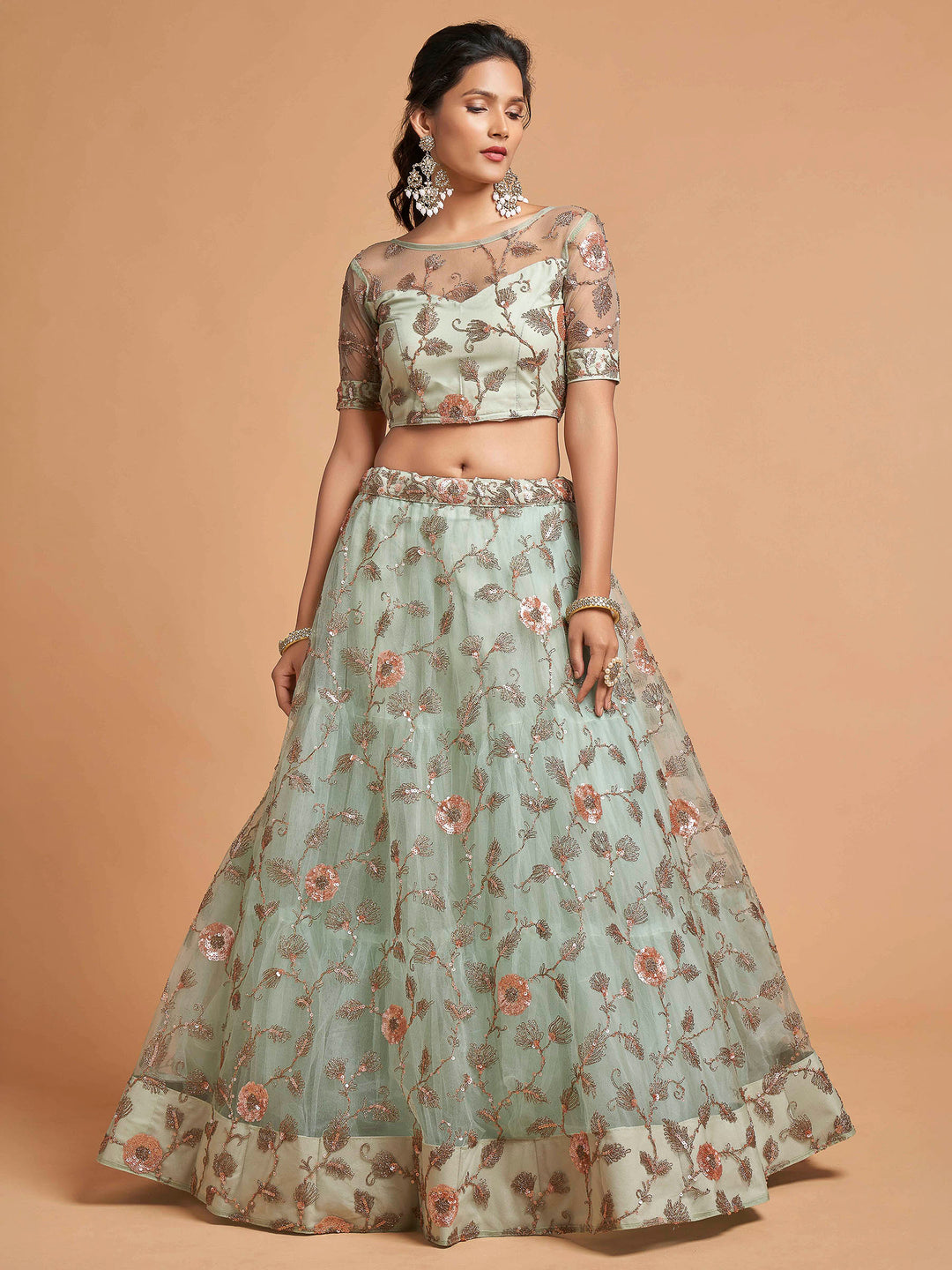 Blue Art Silk Embroidered Semi Stitched Lehenga Choli with Dupatta