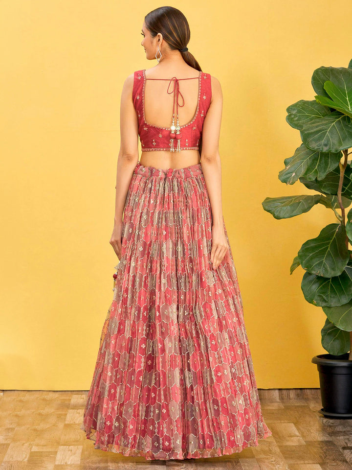 Brown Art Silk Embroidered Semi Stitched Lehenga Choli with Dupatta
